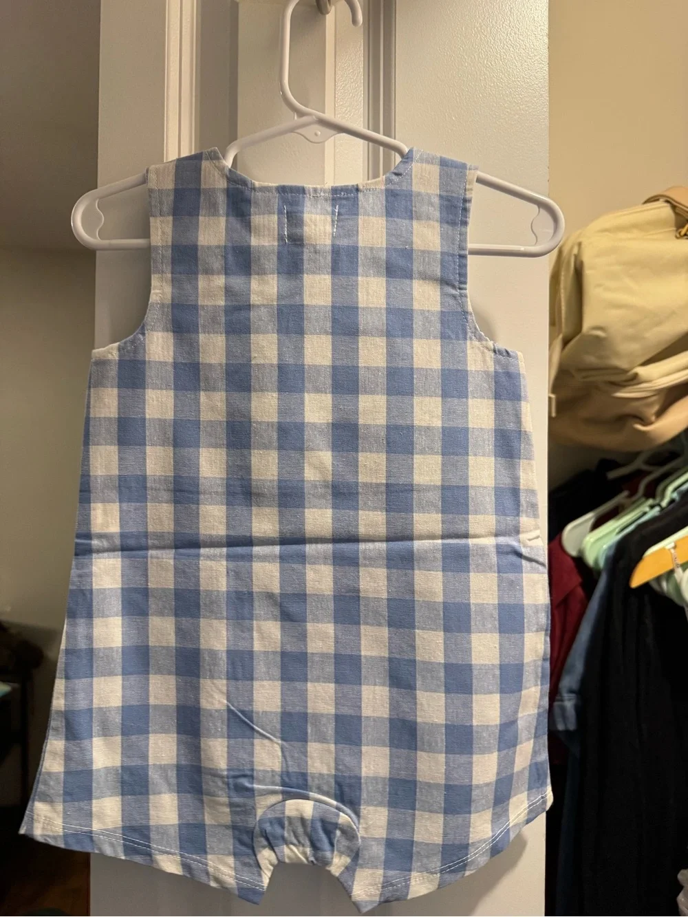 Mud Pie Blue and White Gingham Tennis Romper